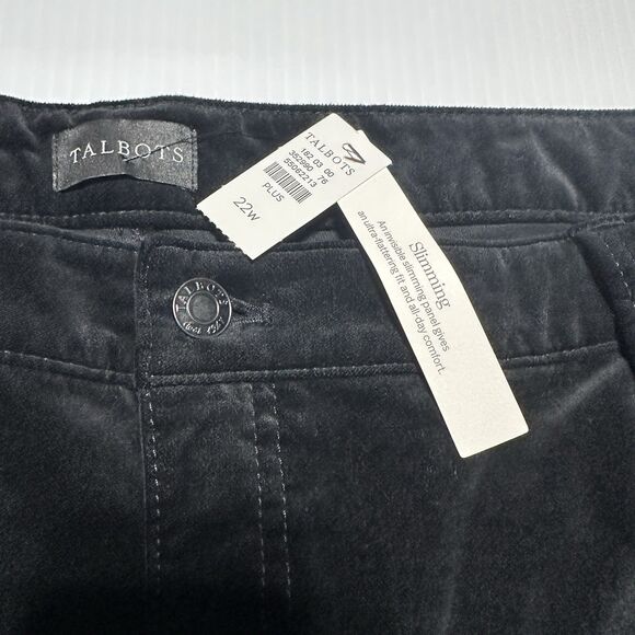 Talbots Woman’s Black Velveteen Straight Leg Pants 22W Slimming Panel NWT - Picture 2 of 8